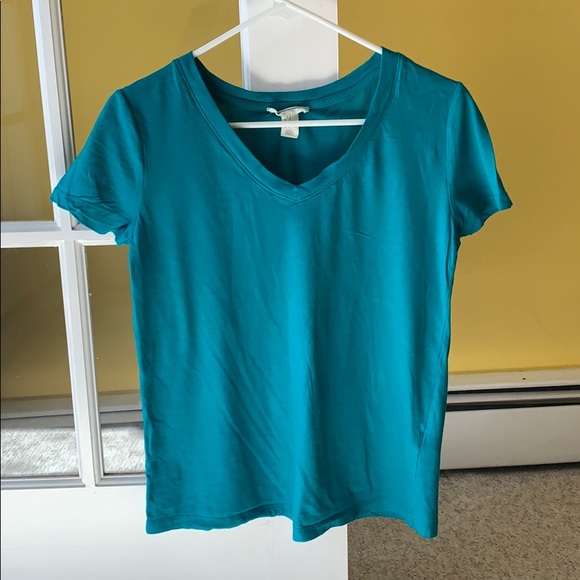 Forever 21 teal v-neck T-shirt - Picture 1 of 4